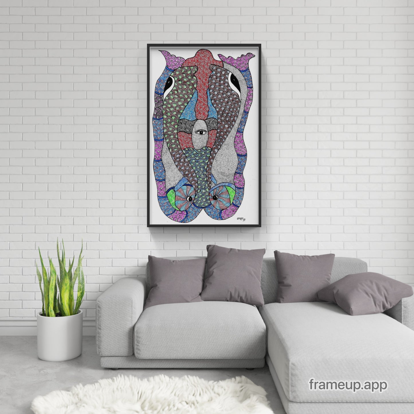 Original Hand Made Tribal Gond Painting Illustrating a Beautiful Mind of a Gond Painter.